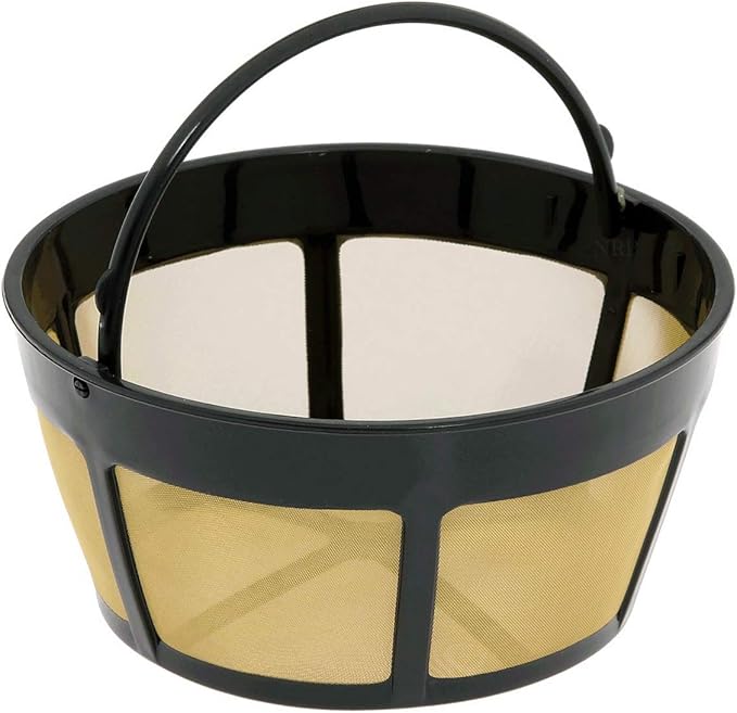 NRP Gold-tone 10cup Mesh Bottom Permanent Coffee Filter Replacement for Drip Coffeemaker Cuisinart GTF-B, Mr coffee & More
