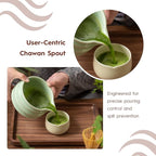 7 Pcs Matcha Set - Ceramic Bowl, Bamboo Whisk with Holder, Sifter, Schima Spoon, Spoon Rest and Tea Towel, Complete Kit for Traditional Matcha and Modern Lattes (Green)