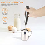 Delm Milk Frother Electric USB Stainless Steel Accessory - Frother Wand Foam Maker for Lattes - Milk Frother Handheld for Cappuccino, Frappe, Matcha, Hot Chocolate - Frother for Coffee (white)