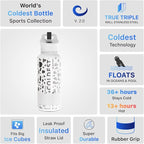 Coldest Insulated Water Bottle with Straw Lid - Stainless Steel Metal Insulated Bottle for Men & Women (Silver Leopard, 32 oz)