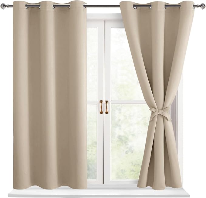 Short Blackout Curtains for Bedroom, 42 x 45 Inch, 2 Panels | Thermal Insulated by Hiasan