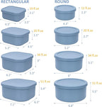 100% Silicone Food Storage Containers with Lids, 8 Pack, 10oz to 51oz, Reusable Leakproof Nesting & Stackable Silicone Bento Lunch Box, Microwave Freezer Dishwasher Oven Safe, BPA Free, Slate Blue