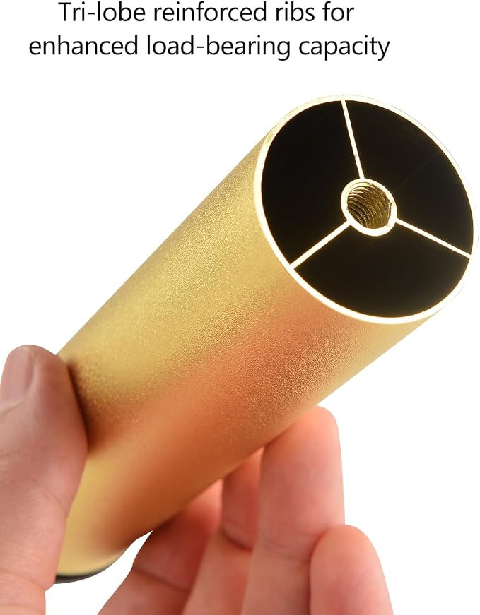 4 Pack 8 Inch Gold Furniture Legs Metal Adjustable Risers Cylinder Screw in M8 - Image 6