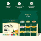 VAHDAM, Assorted Herbal Tea Sampler (18 Tea Bags, 9 Flavors) Caffeine-Free, Non-GMO | Double Infusion, Individually Enveloped Tea Bags | Herbal Tea Assortment