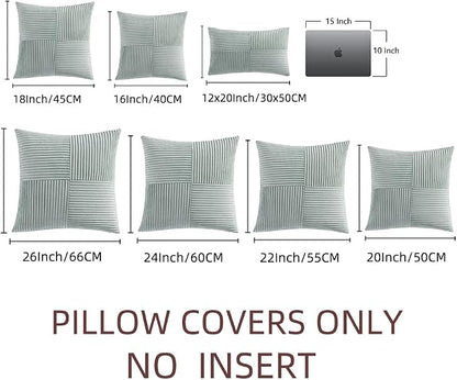 Fancy Homi 2 Packs Grey Blue Euro Decorative Throw Pillow Covers 28x28 Inch - Image 6