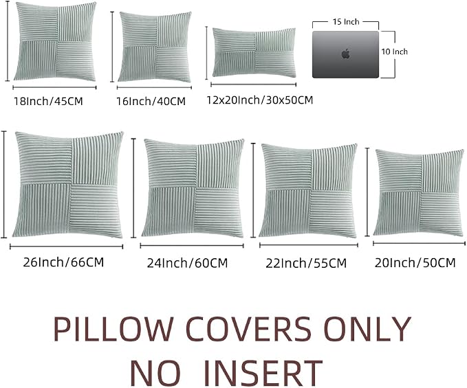 Fancy Homi 2 Packs Grey Blue Decorative Throw Pillow Covers 16x16 Inch - Image 6