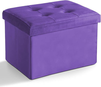 LINMAGCO Storage Ottoman Folding Foot Stool Velvet Foot Rest by LINMAGCO