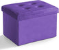 LINMAGCO Storage Ottoman Folding Foot Stool Velvet Foot Rest by LINMAGCO