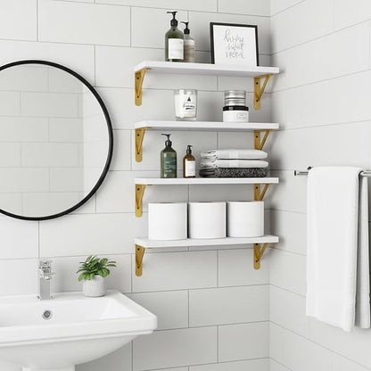 Fixwal White Shelves, Wood Wall Floating Mounted Shelves - Image 6