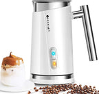 Huogary Milk Frother, Milk Steamer for Milk Foam & Hot Milk(4.5oz/10.5oz), Electric Milk Frother and Warmer for Homemade Coffee, 120V (white)