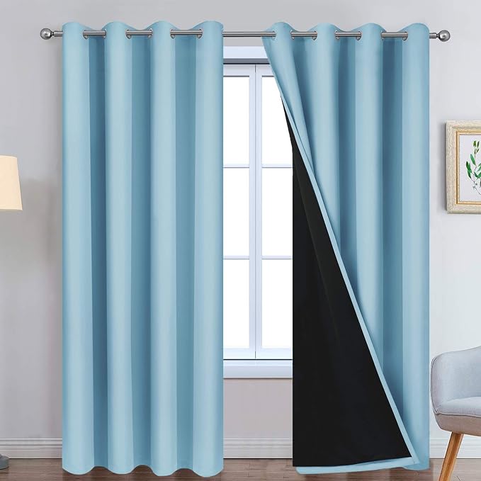 Yakamok Sky Blue 100% Blackout Curtains 84 Inches Long 52" Wide 2 Panel | by Yakamok