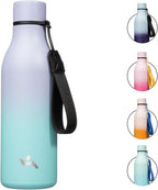Insulated Water Bottle with Strap,18 oz Double Wall Stainless Steel Vacuum Bottles Metal Water Flask,Lavender Green