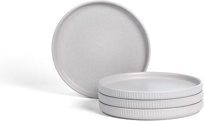 Stone Lain Haven Modern Stoneware 4 Piece Salad Plates Sets, Dish Set for 4, Reactive Glaze Grey
