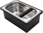 Espresso Knock Box,Stainless Steel Coffee Pucks Container, with Steel Holder and Noise Reduction Rubber Ring (10.94 x 6.88 x 4.25 inch)