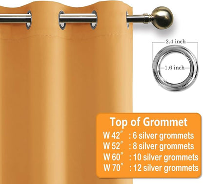 Grommet Blackout Curtains for Bedroom, 70 x 63 Inch, Pumpkin Orange | Thermal - Image 5
