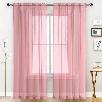 SpaceDresser Sheer Voile Window Treatment Rod Pocket Curtain Panels by SpaceDresser