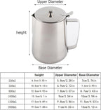 Stainless Steel Milk Frothing Pitcher, Stainless Steel Coffee Cup Mug Milk Frothing Pitcher Jug with Lid for Latte Coffee Art for Office Kitchen with handle(2000ml)