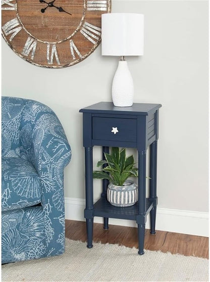 Linon Styers Wood Accent Starfish Coastal Side Table in Navy - Image 2