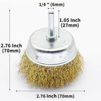 6-Piece Twisted Wire Brush Wheel Set - Metal Rust Removal, Polishing, Cleaning - 1/4″ (6mm) Shank - Removes Burrs, Dust, and Paint - Handles Rough Surfaces - Rotary Tool Accessories