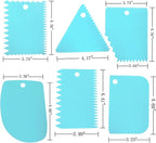 6pcs Cake Scraper Decorating Comb and Icing Smoother Reusable Bread Cream Pizza Cutter-Blue