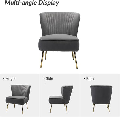 HULALA Home Velvet Accent Chair Set of 2, Modern Armless Upholstered Side Chair - Image 7