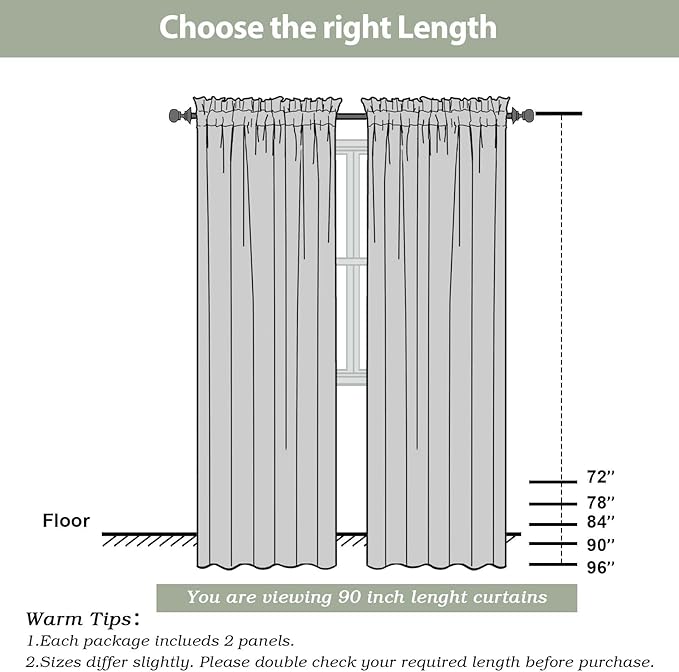 Sheer Curtains 90 Inches Long 2 Panels Set - Image 7