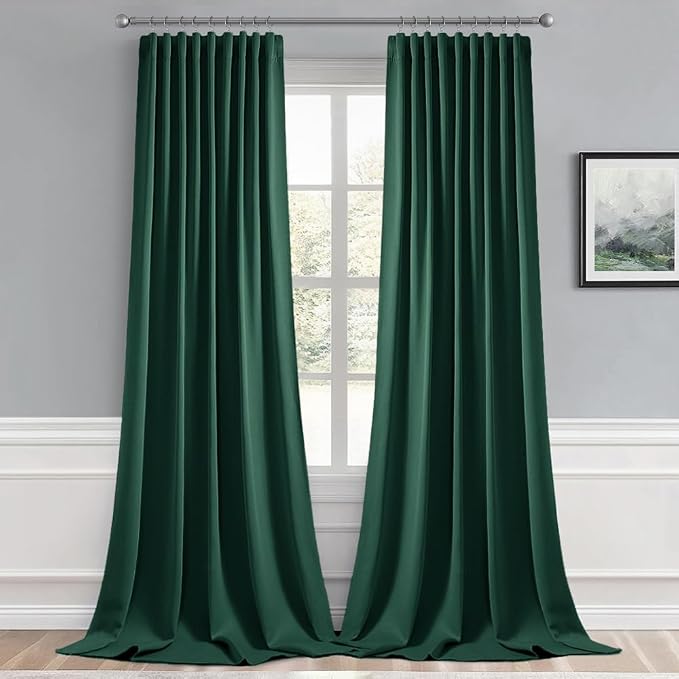 MIULEE Christmas Hunter Green Back Tab Blackout Curtains 52"x96" 2 Panels | Rod - Image 8