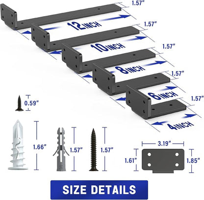 Goovilla Shelf Bracket, Heavy Duty Floating Shelf Brackets 10 inch Long - Image 3