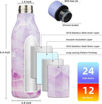 BJPKPK Insulated Water Bottles, 18 oz Stainless Steel Metal Water Bottle with Strap, BPA Free Leak Proof Thermos, Mugs, Flasks, Reusable Water Bottle for Sports & Travel, Dawn