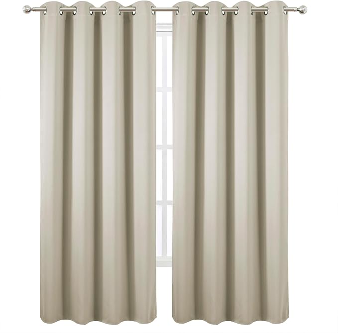 Blackout Curtains 66 x 95 inch/Light Beige Curtains Set of 2 Panels/Thermal - Image 2
