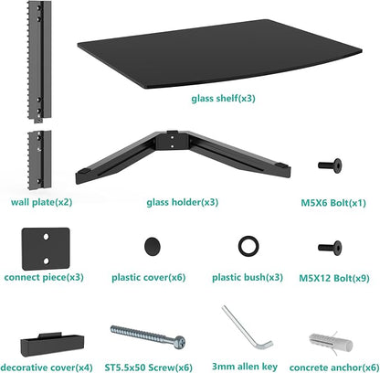 WALI Floating TV Shelf, 3 Tier Glass Projector Shelf - Image 5