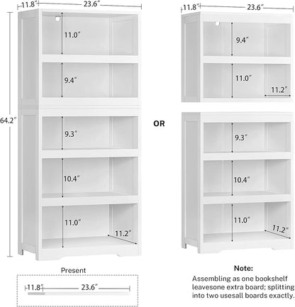 TEENFON 64.2" Bookcase, 5-Tier Open Bookshelves and Bookshelf, Freestanding - Image 2