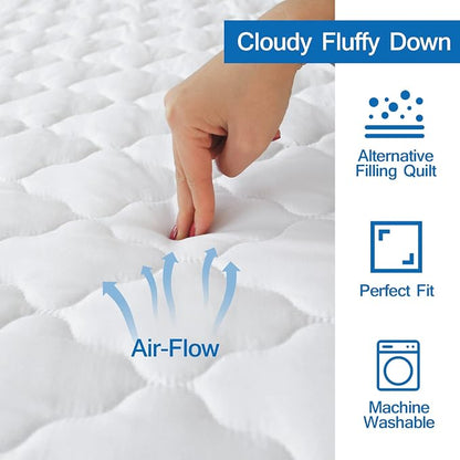 2 Pack Full Mattress Pad Waterproof Mattress Protector, Quilted Full Size - Image 2