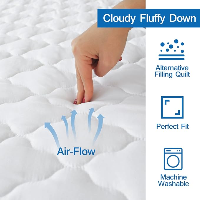 Full Mattress Pad Waterproof Mattress Protector, Quilted Full Size Mattress - Image 3