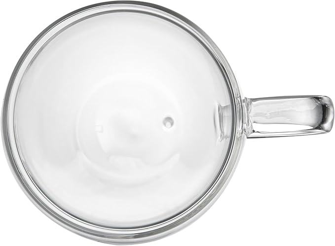 Restaurantware-Forma Professional 5.1 Ounce Glass Coffee Cups, 2 Insulated Coffee Cups With Handle - Dishwashable, Reusable, Clear Double Wall Beverage Tumblers, Freezable, For Hot Or Cold Beverages