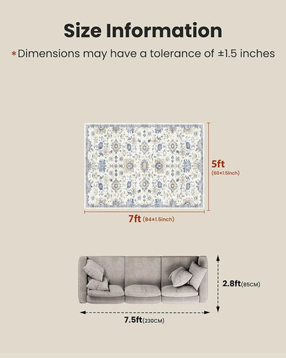 AMADA HOMEFURNISHING 5x7 Area Rugs, Washable Living Room Rug Low-Profile - Image 2