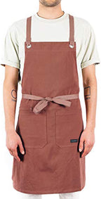 Caldo Crossback Kitchen Apron for Cooking - Mens and Womens Professional Chef or Server Bib Apron - Adjustable Crossback Style - Rustic- Midweight Cotton (Terracotta)
