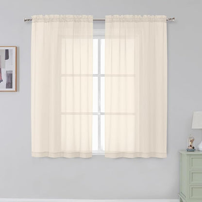 Simplebrand Rod Pocket Top Solid Voile Sheer Curtains by Simplebrand