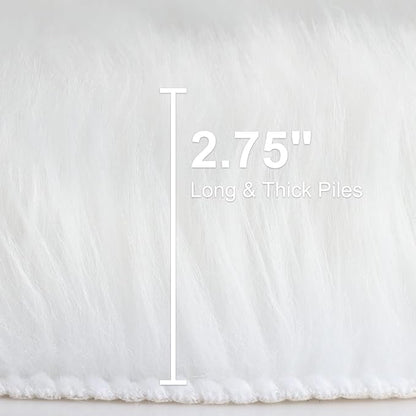 duduta White Faux Fur Throw Rug 2x3 ft, Small Bedside Rug Dorm Chair Cover | - Image 2