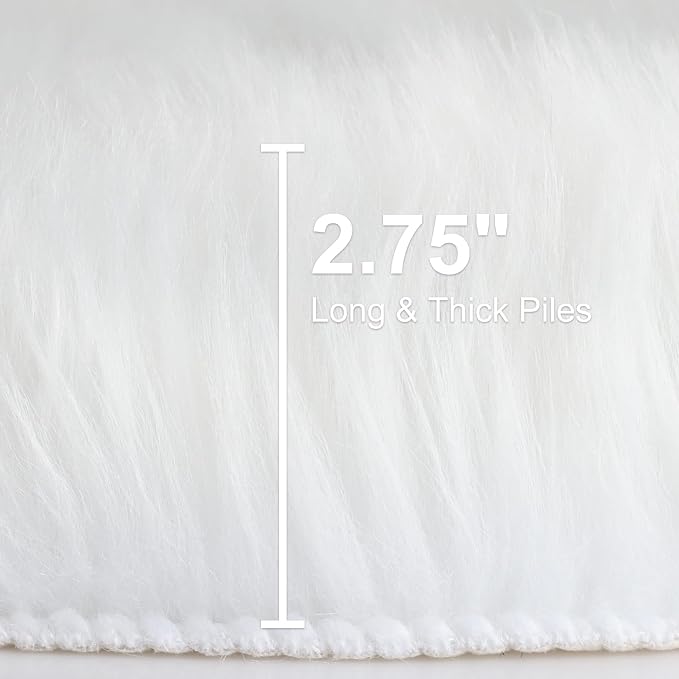 duduta White Faux Sheepskin Runner Rugs 2x6 ft, Fluffy Fur Couch Covers | Shag - Image 2