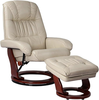 Benchmaster Kyle Taupe Swivel Faux Leather Recliner by Benchmaster