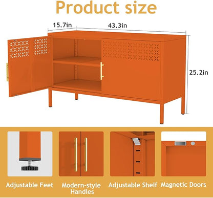 GDNVBRDS Metal Storage Cabinet, 2-Door Short Locker Cabinets - Image 2