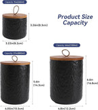 Kitchen Canisters for Countertop, Ceramic Coffee Canisters with Airtight Lids Food Storage Jars Sugar Container for Kitchen Counter Tea, Coffee Beans, Spice (#001Black-Set of 3)
