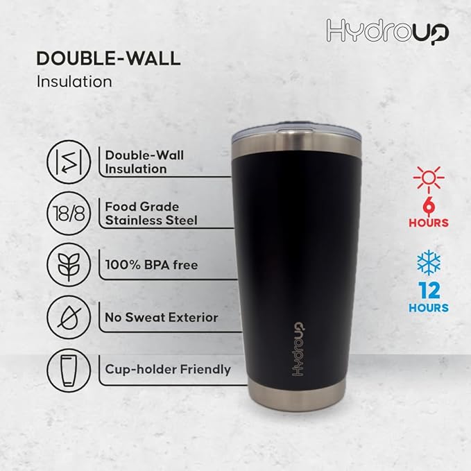 20 oz Tumbler Cup | Stainless Steel Insulated Coffee Mug with Lid | Coffee Travel Mug & Iced Coffee Cup | Leakproof Coffee Tumbler | BPA-Free Insulated Tumblers