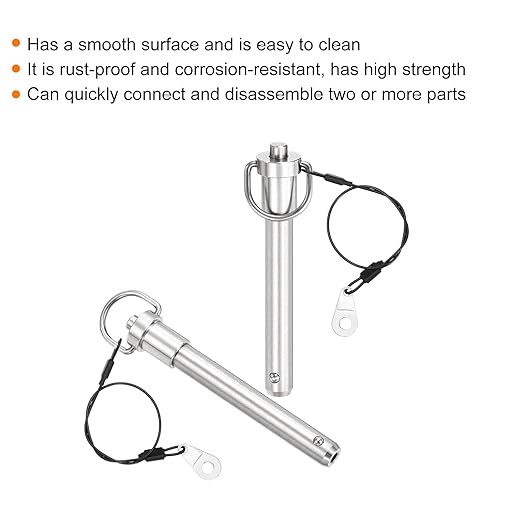 uxcell 2 Pcs Quick Release Pin, 1/2" x 3" (Dia. x L) Push-Button Ball Locking Pin, 304 Stainless Steel, Silver