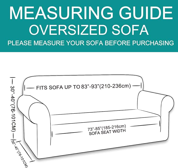 U-NICE HOME Oversized Stretch Couch Cover Slipcover, Camel | 3 Cushion Sofa - Image 6