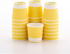 4 oz Light Yellow Paper Coffee Cup - Ripple Wall - 2 1/2" x 2 1/2" x 2 1/4" - 500 count box