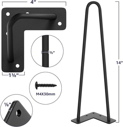 SMARTSTANDARD 14 Inch Heavy Duty Hairpin Furniture Legs, Metal Home DIY Projects - Image 2