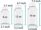 Axe Sickle 3 Pcs 8 Ounce Juice Bottles Plastic Milk Bottles Bulk Beverage Containers with Tamper Evident Caps Lids White for Milk, Juice, Drinks and Other Beverage Containers