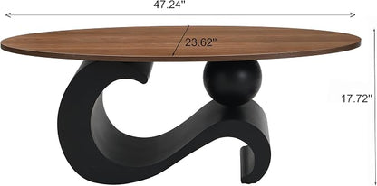 Modern Oval Coffee Table Set of 2, Wood Nesting Coffee Tables - Image 2